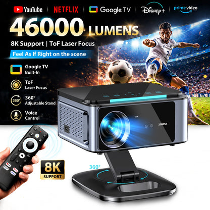 4K Ultra HD Smart Projector Google TV TOF Laser Focus