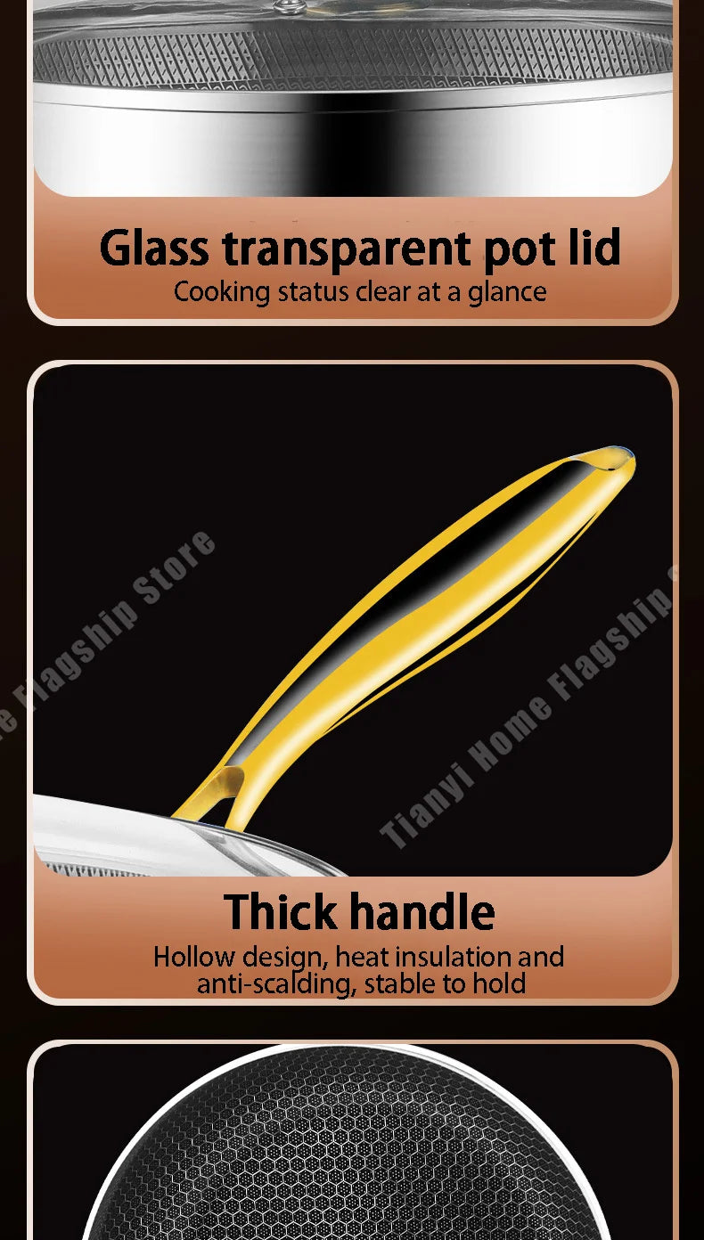 28cm 316 Stainless Steel Honeycomb Non-Stick Frying Pan