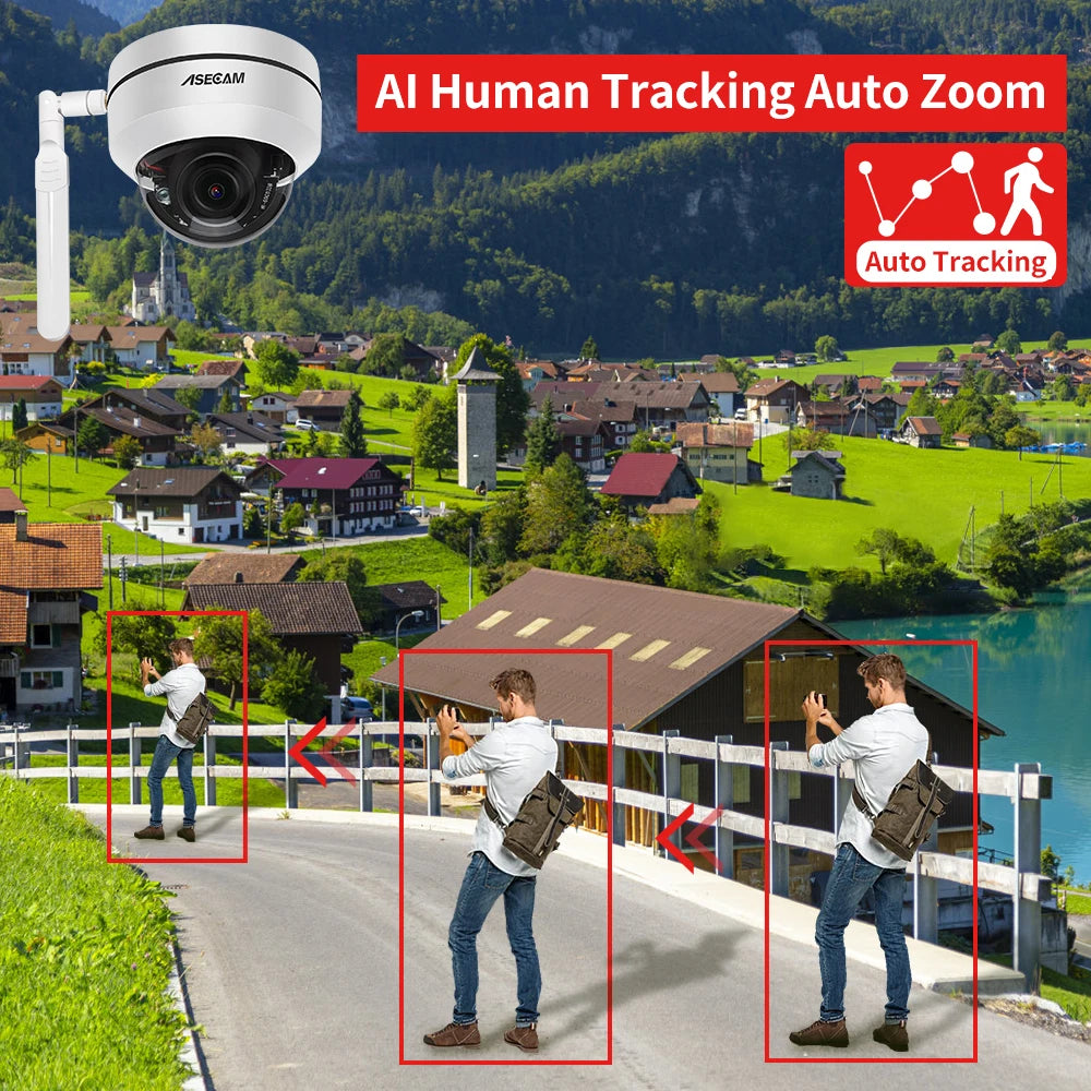 5MP PTZ WiFi Security Camera 5X Optical Zoom Outdoor