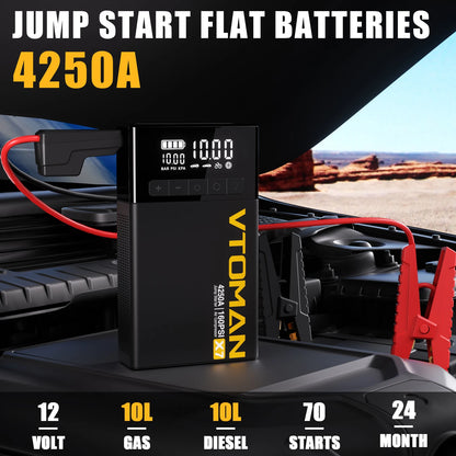 4in1 Car Jump Starter 4250A with Air Compressor