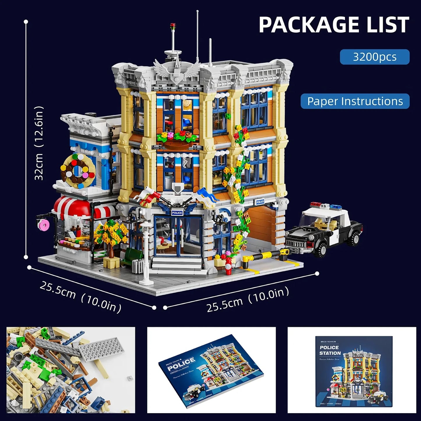 Brick Town Police Station and Apartment Modular Building Blocks 3200PCS