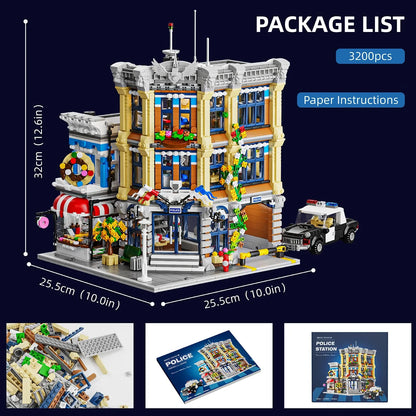 Brick Town Police Station and Apartment Modular Building Blocks 3200PCS
