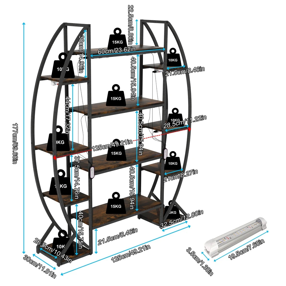 Multilayer Ladder Plant Stand Shelf with Indoor Grow Lights
