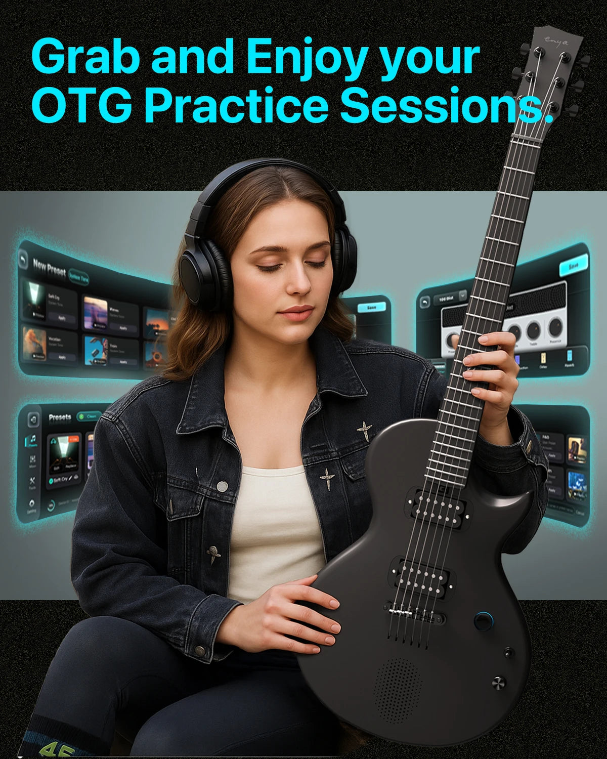 Portable Carbon Fiber Electric Guitar 2 in 1 Speaker