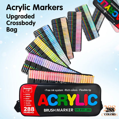 240 Colours Brush Tip Acrylic Paint Markers Carry Bag Set