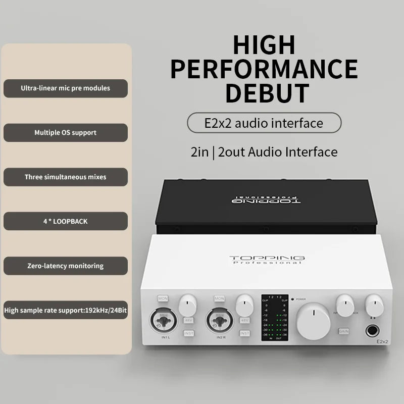 Professional White USB Sound Card 2x2 for Live Streaming