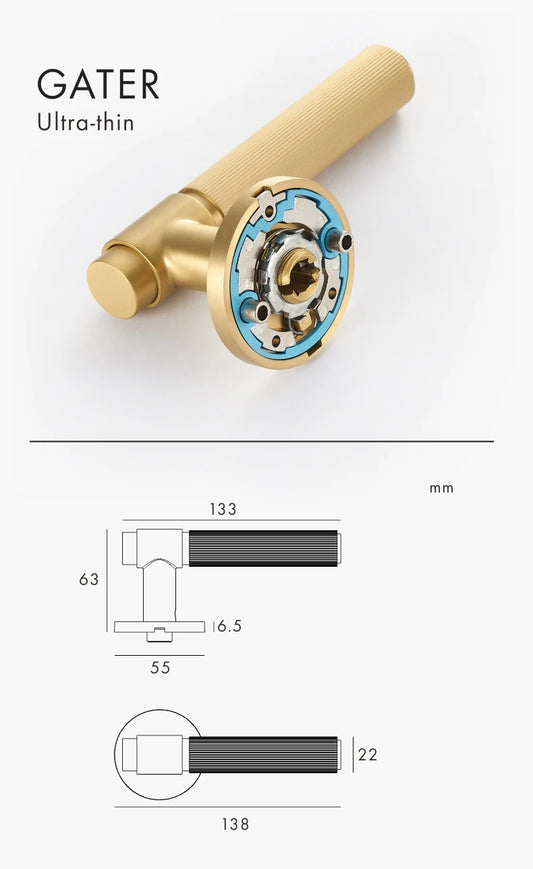 Modern Brass Dummy Door Lock Set Shiny Gold
