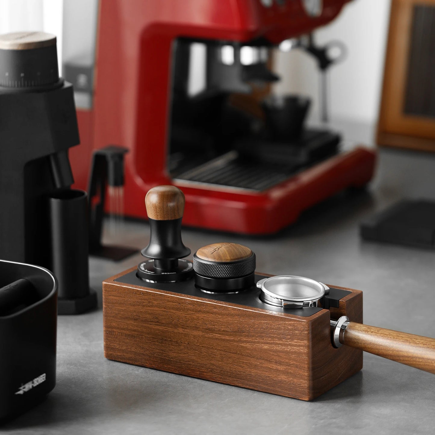 51–54mm Espresso Tamper Station Wooden Portafilter Holder