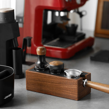 51–54mm Espresso Tamper Station Wooden Portafilter Holder