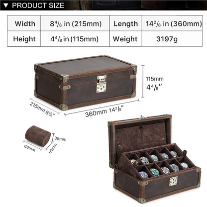 10 Slot Genuine Leather Watch Storage Case