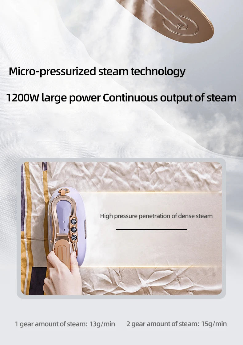 Portable 1200W Clothes Steamer with Quick Smooth Finish