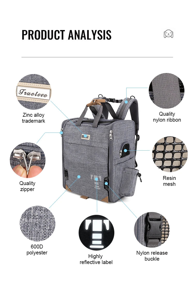 Portable Pet Travel Carrier Bag Breathable Design Purple