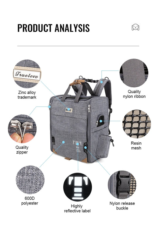 Portable Pet Travel Carrier Bag Breathable Design Purple