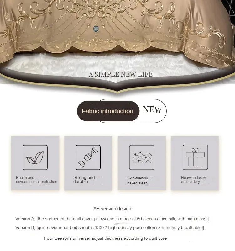 European 4-Piece Cotton Bed Sheet Set Ice Silk Quilt