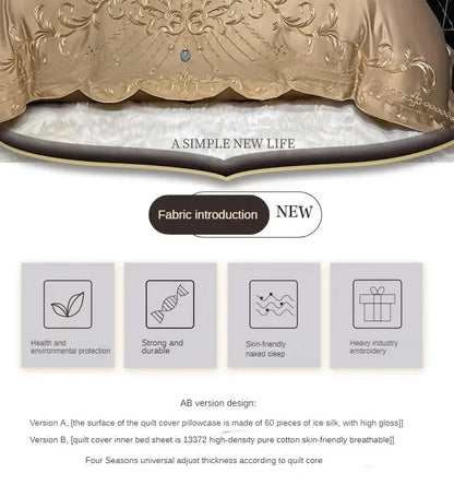 European 4-Piece Cotton Bed Sheet Set Ice Silk Quilt