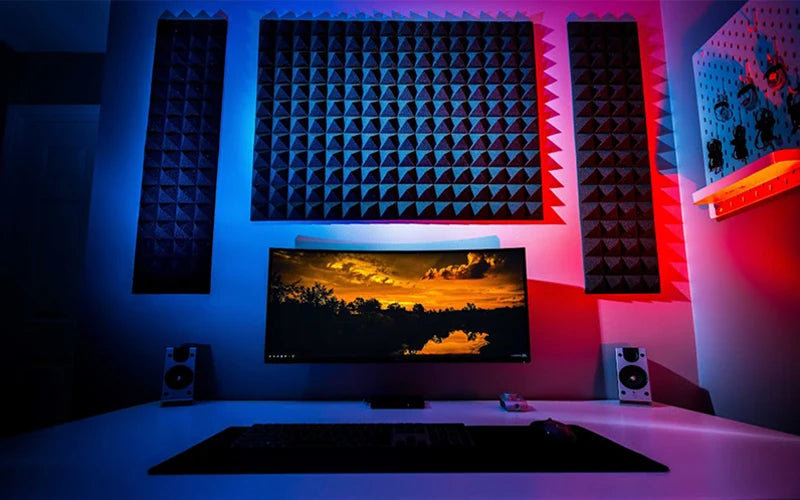 24 Pcs Black Studio Acoustic Foam with Tapes 5cm Thick