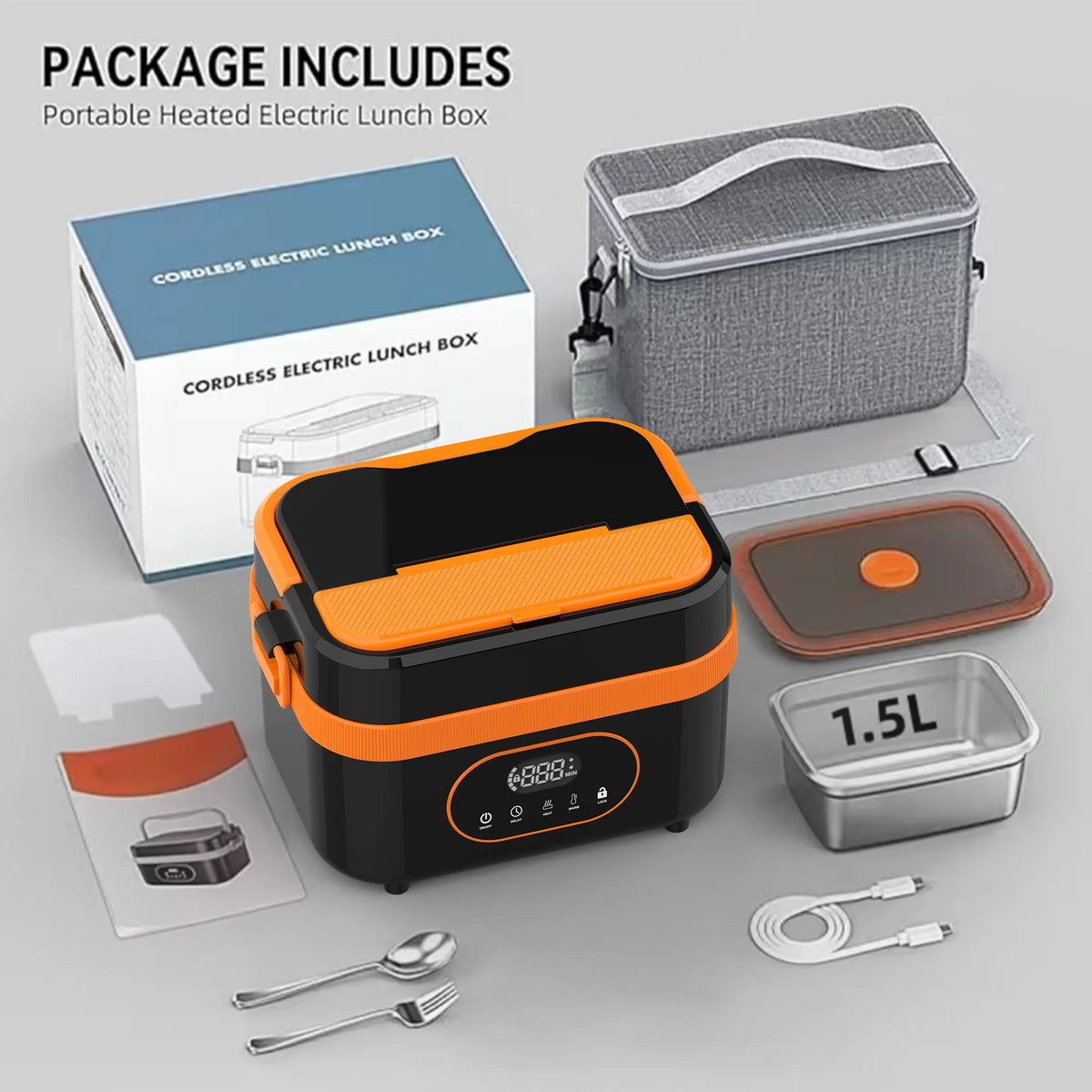 1.5L Electric Heated Lunch Box with LED Display