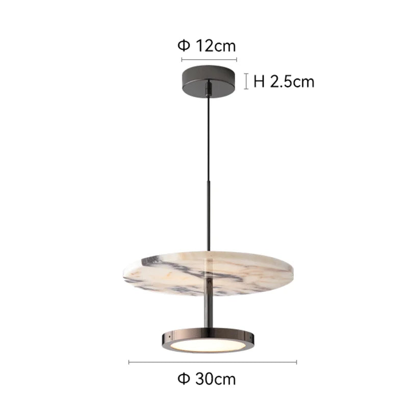 Luxury Black Round Stone Pendant Lamp Neutral Light 4000K