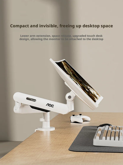 Grey Desktop Monitor Stand with Clamp Mount