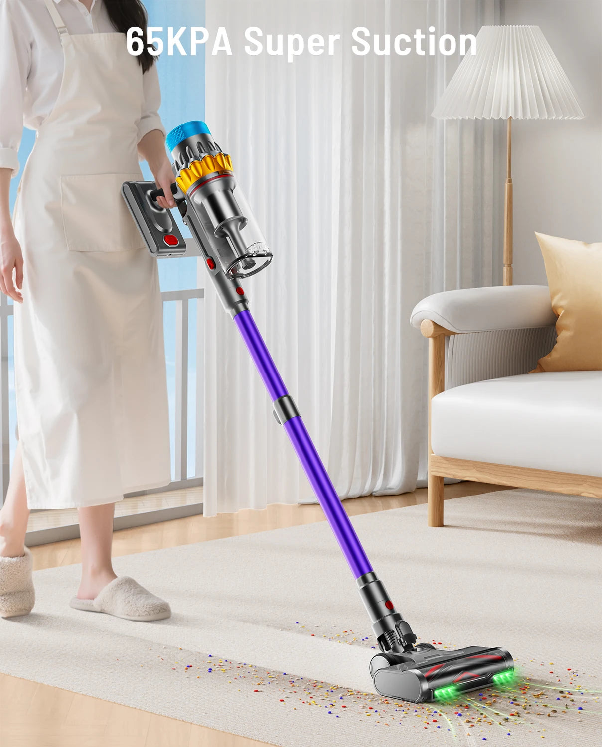 650W Cordless Vacuum Cleaner 65KPa 70-Minute Runtime
