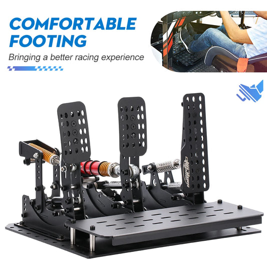 3-Pedal Racing Simulator Set with Sturdy Baseplate