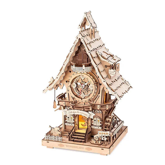 Wooden 3D Cuckoo Clock Puzzle with Moving Mechanism