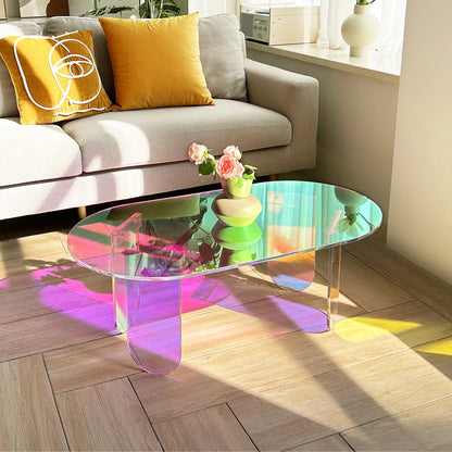 Iridescent Acrylic Coffee Table 95cm Modern Side Table