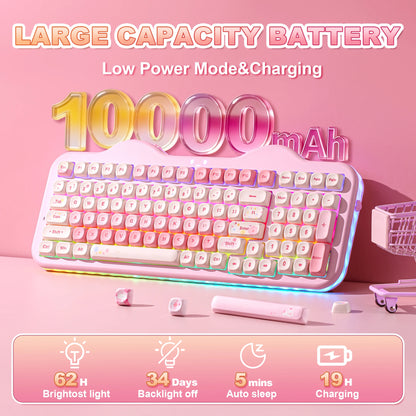Wireless RGB Mechanical Keyboard 99-Key Pink