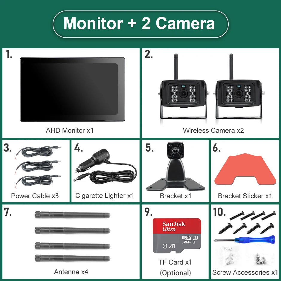 10" Touchscreen DVR Monitor with 2 Cameras 128GB