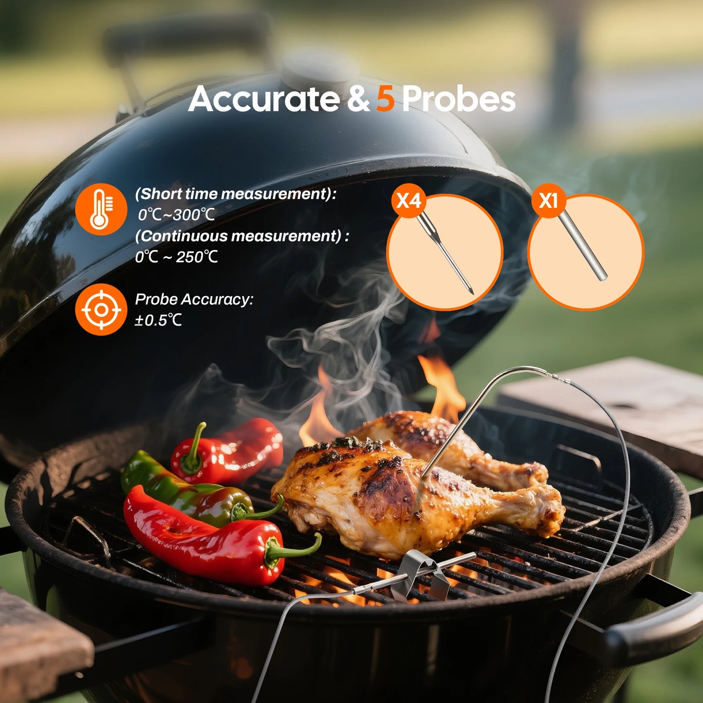 Wireless Grill Temperature Controller 5-Probe Smoker Fan System