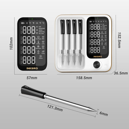 Smart WiFi Bluetooth BBQ Thermometer with 4 Wireless Probes