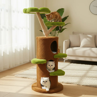58 Inch Tall Cat Tree Tower with Condo and Scratching Board
