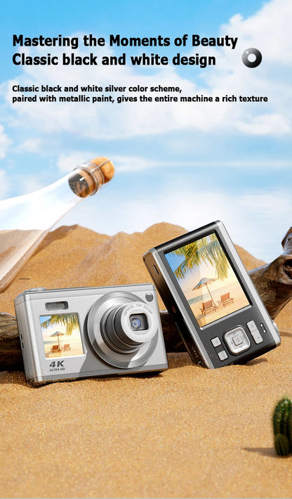 4K Dual Screen Splash-proof Digital Camera with 16x Optical Zoom