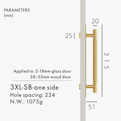 3XL Black Brass Door Handle Modern Pull