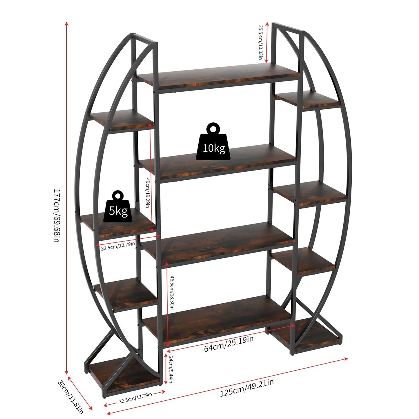 Industrial Half-Moon Flower Rack Multi-Tier Display Shelf