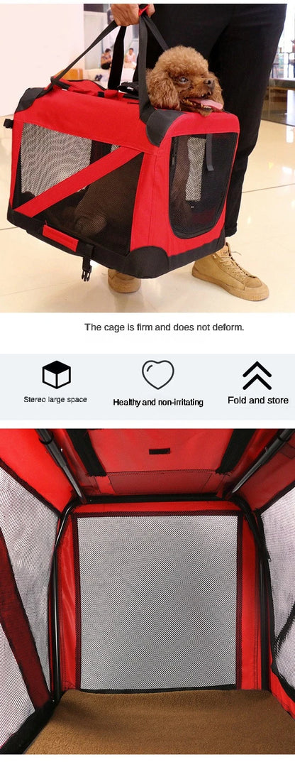 Pink Lightweight Foldable Pet Travel Bag for Car Trips 82×58×58cm
