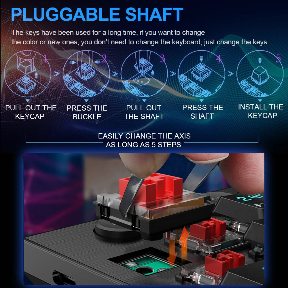 104-Key RGB Mechanical Keyboard USB/Bluetooth Wireless