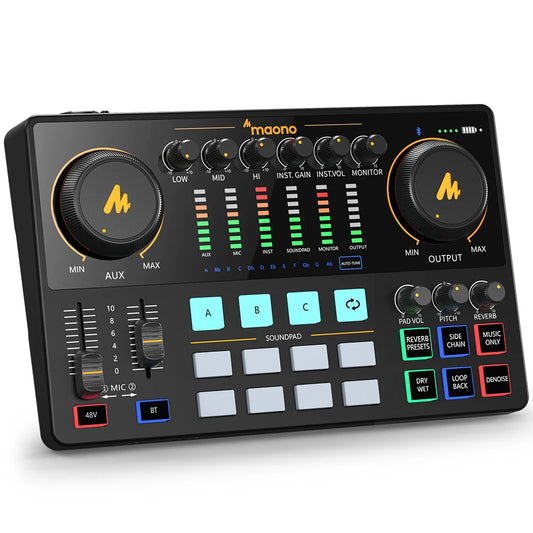 Portable Audio Interface & DJ Mixer with Sound Effects