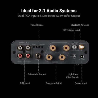 300W 2.1 Channel Bluetooth Amplifier High Output Stereo