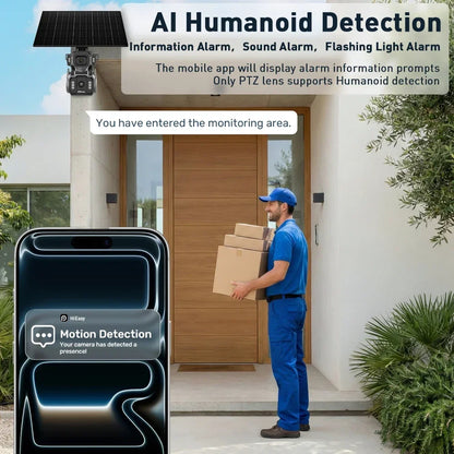4G Outdoor Security Camera AI Tracking 12X Optical Zoom 32GB
