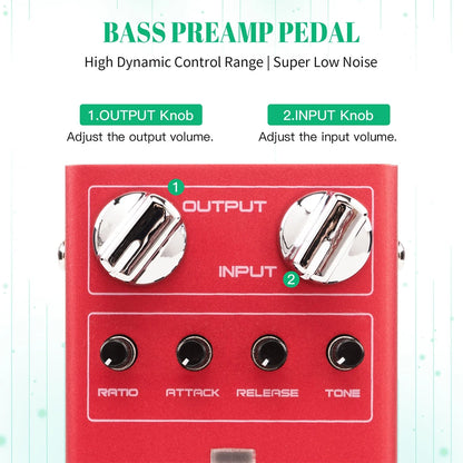 Bass Compressor Pedal with Attack Release Ratio Controls