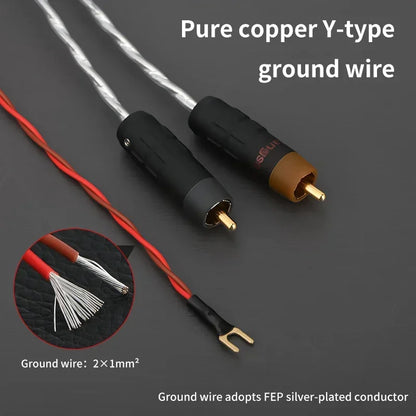 1.5m HiFi Silver RCA Turntable Cable with Ground
