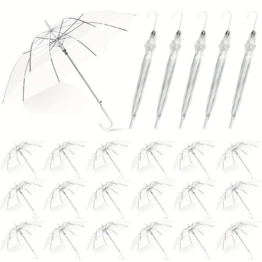 Bulk 20 Clear Party Umbrellas with J Hook Handles