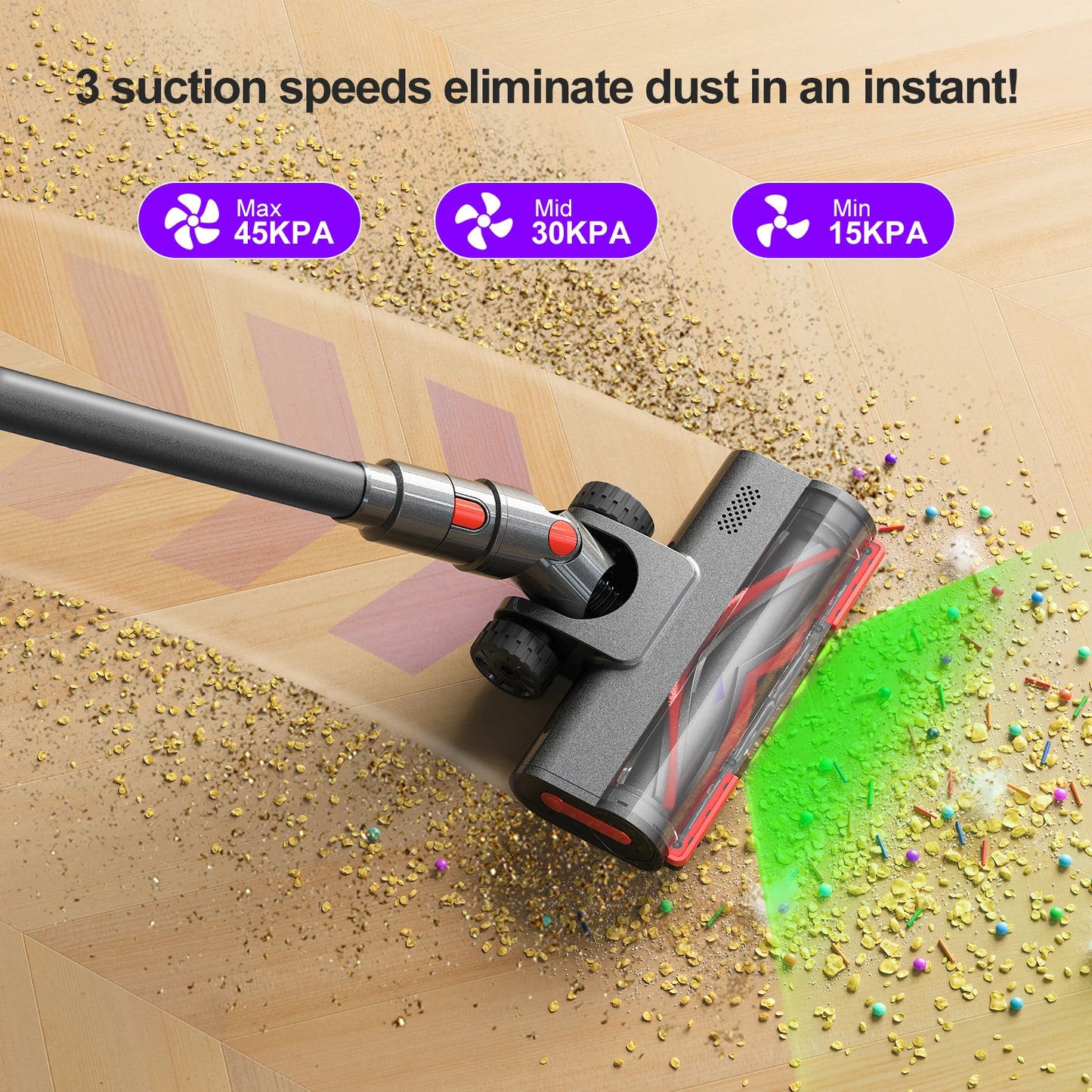 Cordless Vacuum Cleaner 50kPa Powerful Suction Pet Hair
