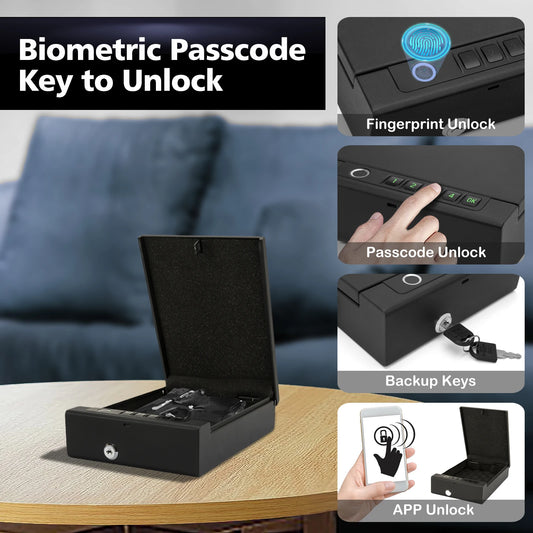 Portable Biometric Gun Safe Fingerprint Password Key Unlock