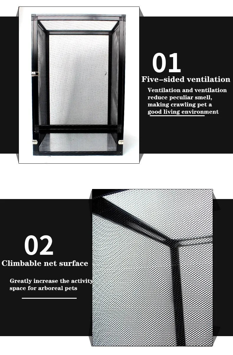 Portable Reptile Terrarium Cage with Airflow Screen Medium