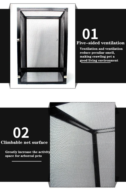 Portable Reptile Terrarium Cage with Airflow Screen Medium