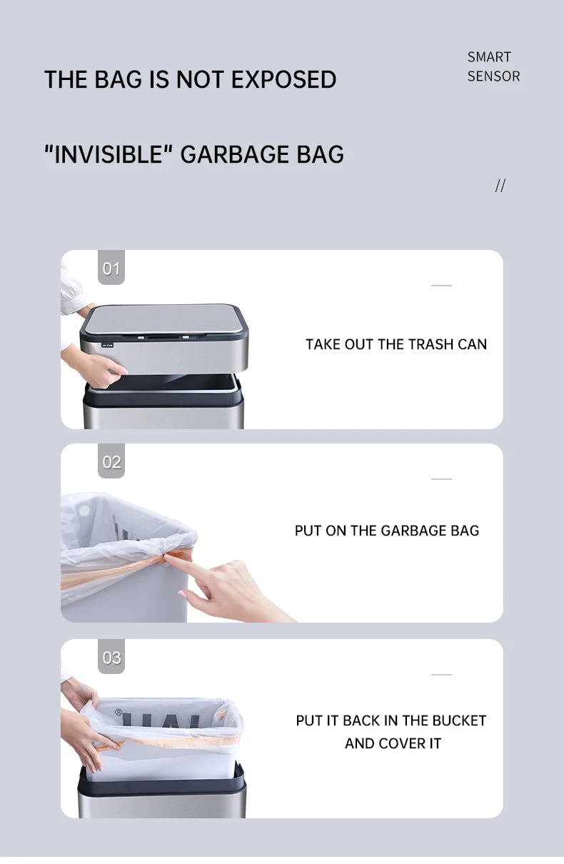 30L White Stainless Steel Sensor Waste Bin