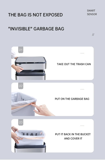 30L White Stainless Steel Sensor Waste Bin