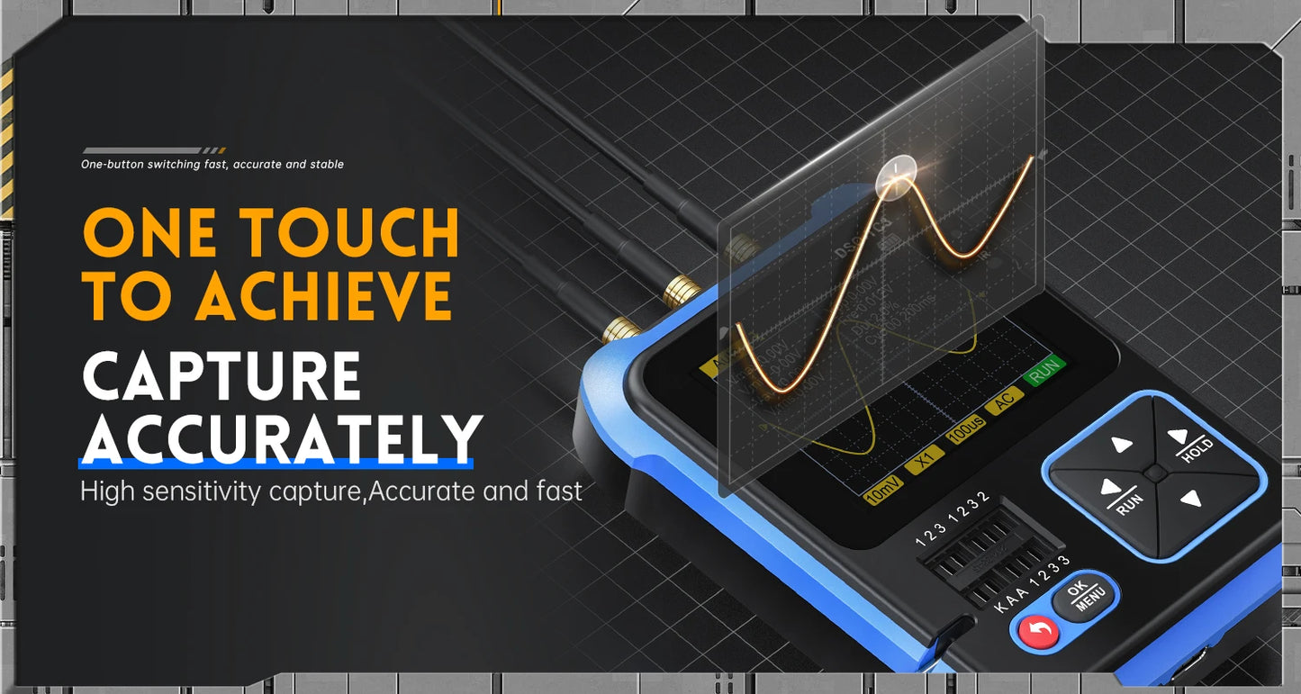 Portable Digital Oscilloscope with Transistor Tester and Signal Source